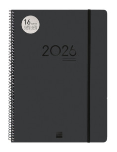 AGENDA ANUAL 2025-26 FINOCAM 16 MESES INTERNACIONAL IKON ESPIRAL tapa PP SV E40 210x297 con GOMA NEGRO