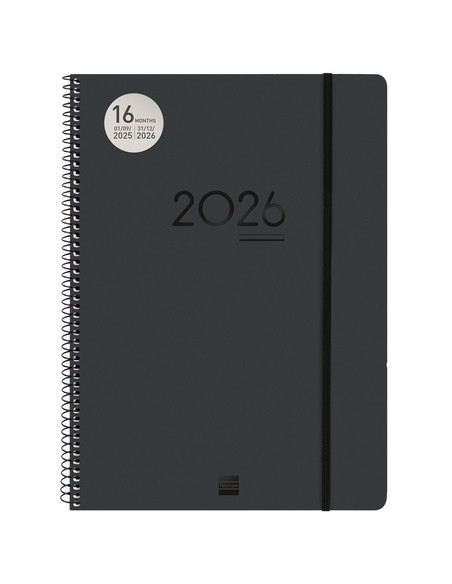 AGENDA ANUAL 2025-26 FINOCAM 16 MESES INTERNACIONAL IKON ESPIRAL tapa PP SV E40 210x297 con GOMA NEGRO
