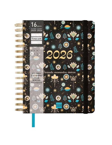 AGENDA ANUAL 2025-26 FINOCAM 16 MESES VITAE WIRE-O tapa EXTRADURA SV APAIS 4 155x217 con GOMA NEGRO
