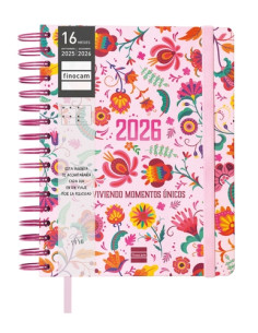 AGENDA ANUAL 2025-26 FINOCAM 16 MESES VITAE WIRE-O tapa EXTRADURA SV APAIS 4 155x217 con GOMA ROSA