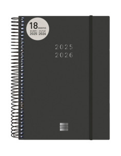 FINOCAM AGENDA ESPIRAL 18 MESES E10 2DP CIERRE CGOMA TAPA PP NEGRO 2025-2026
