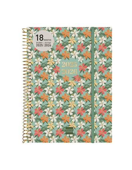 AGENDA ANUAL 2025-26 FINOCAM 18 MESES INTERNACIONAL ESPIRAL tapa PP SV APAIS E10 155x212 con GOMA DAISY