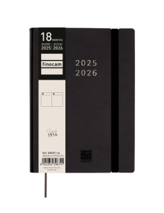AGENDA ANUAL 2025-26 FINOCAM 18 MESES INTERNACIONAL MARA COSIDA tapa EXTRADURA DP Y4 120x170 con GOMA NEGRO