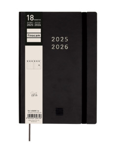 AGENDA ANUAL 2025-26 FINOCAM 18 MESES INTERNACIONAL MARA COSIDA tapa EXTRADURA SV Y10 140x204 con GOMA NEGRO