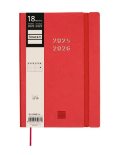 AGENDA ANUAL 2025-26 FINOCAM 18 MESES INTERNACIONAL MARA COSIDA tapa EXTRADURA SV Y10 140x204 con GOMA ROJO
