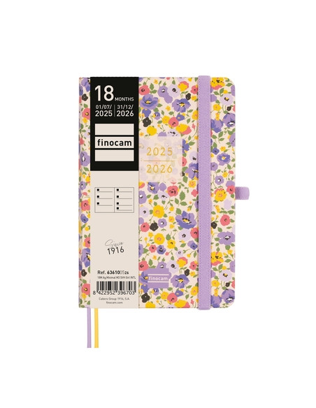 AGENDA ANUAL 2025-26 FINOCAM 18 MESES INTERNACIONAL MINIMAL COSIDA tapa EXTRADURA SV APAIS M3 100x150 con GOMA GIRL
