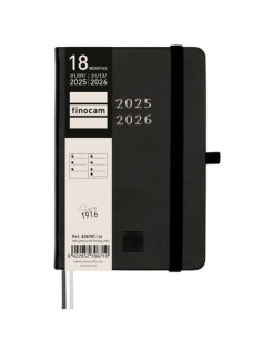 FINOCAM AGENDA MÍNIMAL 18 MESES M3 SVH CIERRE CGOMA TAPA DURA NEGRO 2025-2026