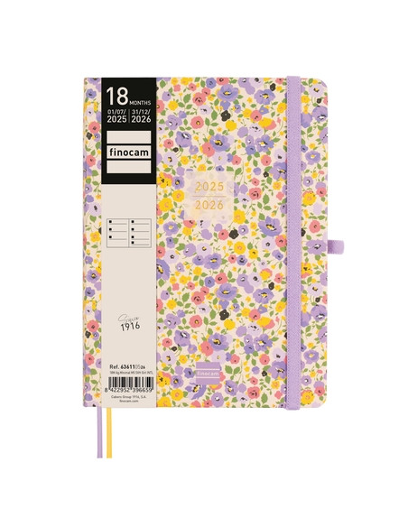 AGENDA ANUAL 2025-26 FINOCAM 18 MESES INTERNACIONAL MINIMAL COSIDA tapa EXTRADURA SV APAIS M5 140x190 con GOMA GIRL