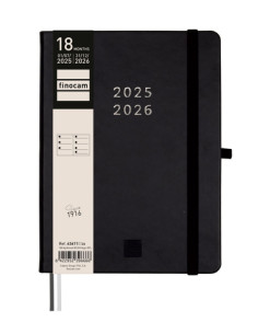 FINOCAM AGENDA MÍNIMAL 18 MESES M5 SVH CIERRE CGOMA TAPA DURA NEGRO 2025-2026
