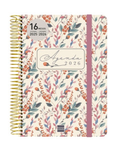 AGENDA ANUAL 2025-26 FINOCAM CATALAN 16 MESES CLOE ESPIRAL tapa EXTRADURA SV APAIS E10 155x212 con GOMA ROSA