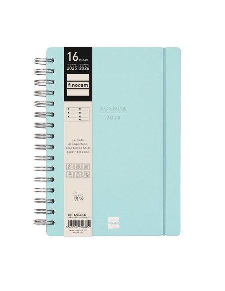 AGENDA ANUAL 2025-26 FINOCAM CATALAN 16 MESES HAIKU WIRE-O tapa EXTRADURA SV APAIS E10 155x212 con GOMA BLAU