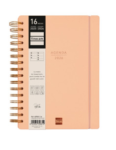 AGENDA ANUAL 2025-26 FINOCAM CATALAN 16 MESES HAIKU WIRE-O tapa EXTRADURA SV APAIS E10 155x212 con GOMA CORAL