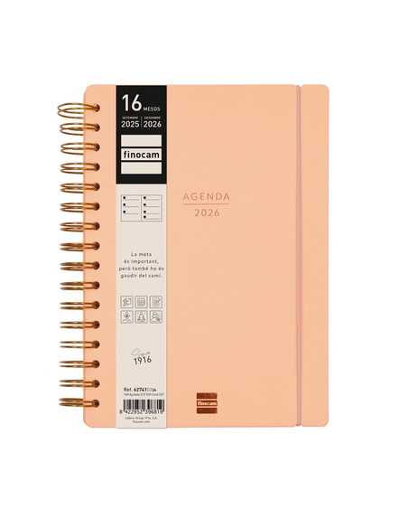 AGENDA ANUAL 2025-26 FINOCAM CATALAN 16 MESES HAIKU WIRE-O tapa EXTRADURA SV APAIS E10 155x212 con GOMA CORAL