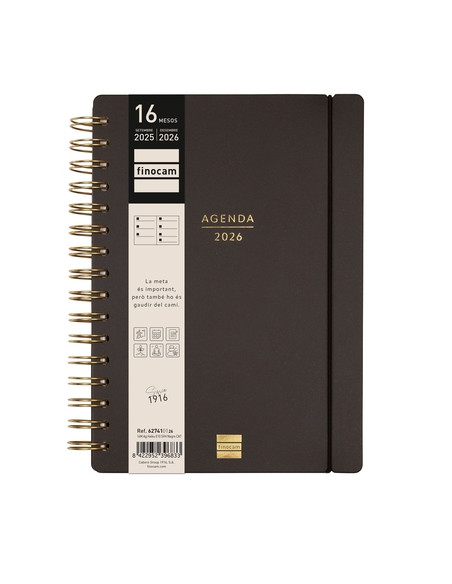 AGENDA ANUAL 2025-26 FINOCAM CATALAN 16 MESES HAIKU WIRE-O tapa EXTRADURA SV APAIS E10 155x212 con GOMA NEGRE