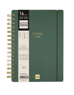 AGENDA ANUAL 2025-26 FINOCAM CATALAN 16 MESES HAIKU WIRE-O tapa EXTRADURA SV APAIS E10 155x212 con GOMA VERD