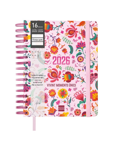 AGENDA ANUAL 2025-26 FINOCAM CATALAN 16 MESES VITAE WIRE-O tapa EXTRADURA SV APAIS 4 155x217 con GOMA ROSA