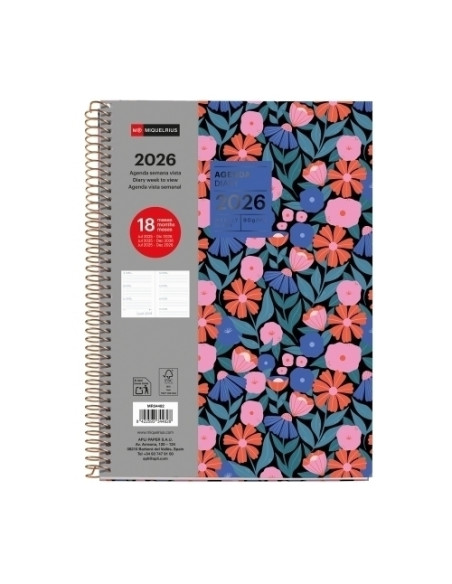 AGENDA ANUAL 2025-26 MIQUELRIUS 18 MESES ESPIRAL tapa EXTRA PLUS 4 155x213 SV APAIS DARK FLORA