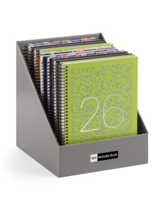 AGENDA ANUAL 2025-26 MIQUELRIUS CATALAN 18 MESES ESPIRAL tapa EXTRA PLUS 4 155x213 SV APAIS ASSORTIMENT EXPOSITOR DE 12