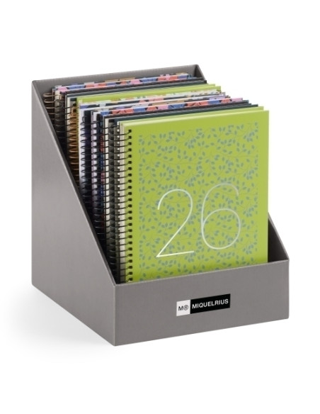 AGENDA ANUAL 2025-26 MIQUELRIUS CATALAN 18 MESES ESPIRAL tapa EXTRA PLUS 4 155x213 SV APAIS ASSORTIMENT EXPOSITOR DE 12
