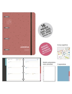 AGENDA ANUAL 2025-26 SENFORT 16 MESES IKI ANILLAS tapa EXTRA con GOMA 180x220 SV SEOUL SIENA