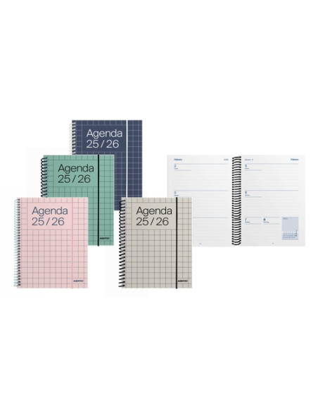 AGENDA ESCOLAR 2025-26 ADDITIO UNIVERSAL ESPIRAL tapa PVC SV MINI 125x170 con GOMA