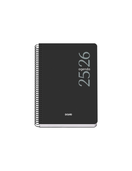 AGENDA ESCOLAR 2025-26 DOHE BASIC ESENCIAL ESPIRAL tapa PP A5 150x210 DP NEGRO