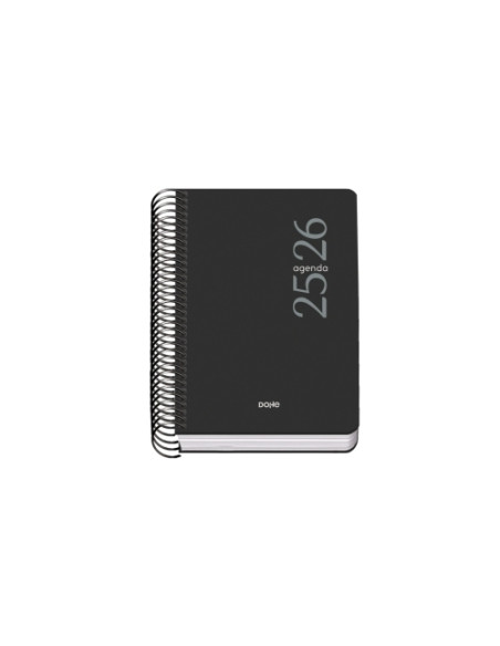 AGENDA ESCOLAR 2025-26 DOHE BASIC ESENCIAL ESPIRAL tapa PP A6 120x170 DP NEGRO