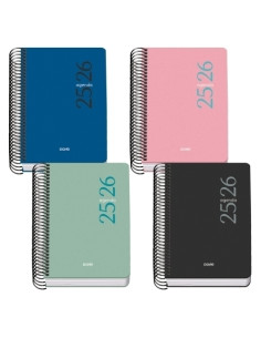 AGENDA ESCOLAR 2025-26 DOHE BASIC ESENCIAL ESPIRAL tapa PP A6 120x170 DP SURTIDO
