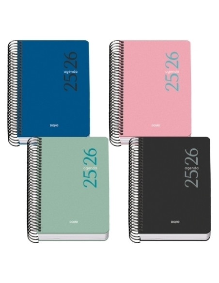 AGENDA ESCOLAR 2025-26 DOHE BASIC ESENCIAL ESPIRAL tapa PP A6 120x170 DP SURTIDO