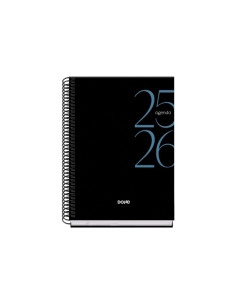 AGENDA ESCOLAR 2025-26 DOHE BASIC SYSTEM ESPIRAL tapa EXTRA A5 150x210 SV NEGRO