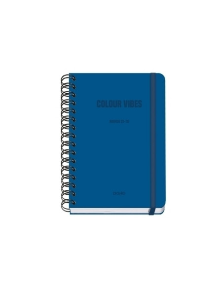 AGENDA ESCOLAR 2025-26 DOHE PREMIUM COLOR VIBES WIRE-O tapa EXTRA A5 150x210 SV con GOMA AZUL
