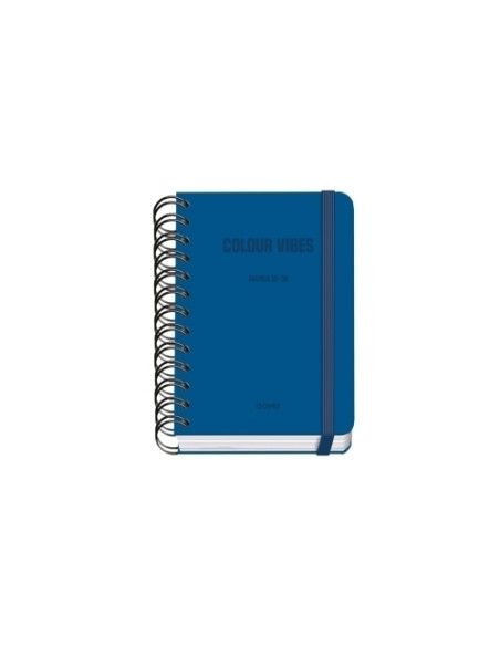 AGENDA ESCOLAR 2025-26 DOHE PREMIUM COLOR VIBES WIRE-O tapa EXTRA A6 120x170 DP con GOMA AZUL