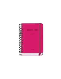 AGENDA ESCOLAR 2025-26 DOHE PREMIUM COLOR VIBES WIRE-O tapa EXTRA A6 120x170 DP con GOMA ROSA