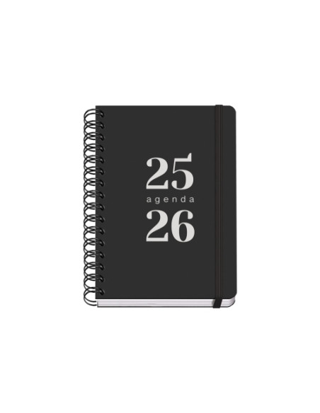 AGENDA ESCOLAR 2025-26 DOHE PREMIUM GRAMMAR WIRE-O tapa PP A5 150x210 DP con GOMA NEGRO