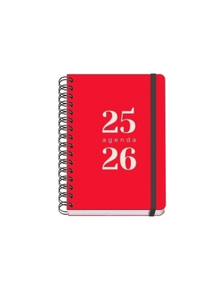 AGENDA ESCOLAR 2025-26 DOHE PREMIUM GRAMMAR WIRE-O tapa PP A5 150x210 DP con GOMA ROJO