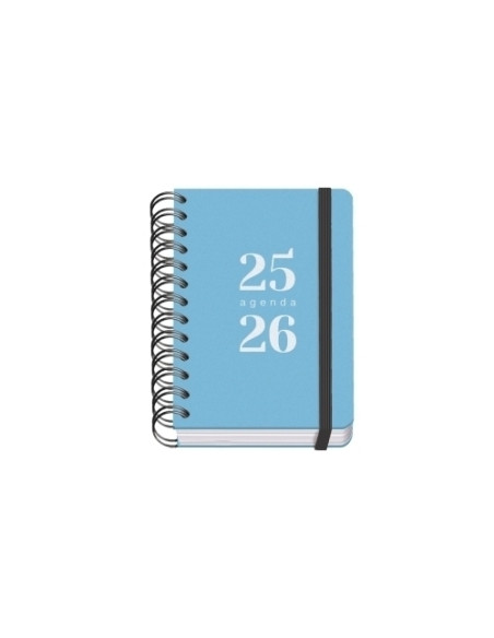AGENDA ESCOLAR 2025-26 DOHE PREMIUM GRAMMAR WIRE-O tapa PP A6 120x170 DP con GOMA AZUL