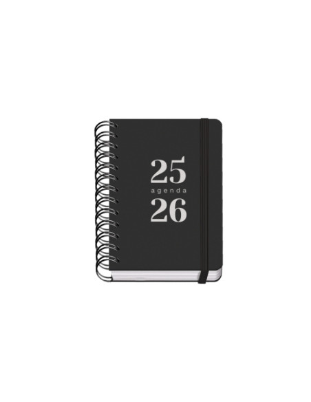 AGENDA ESCOLAR 2025-26 DOHE PREMIUM GRAMMAR WIRE-O tapa PP A6 120x170 DP con GOMA NEGRO