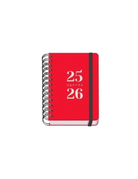 DOHE AGENDA ESCOLAR GRAMMAR A6 ESPIRAL DOBLE DP TAPA PP ROJO 2025-2026