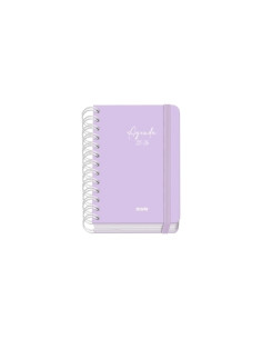 AGENDA ESCOLAR 2025-26 DOHE PREMIUM SERENITY WIRE-O tapa EXTRA A6 155x215 DP con GOMA MORADO
