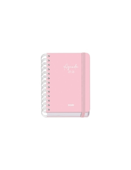 AGENDA ESCOLAR 2025-26 DOHE PREMIUM SERENITY WIRE-O tapa EXTRA A6 155x215 DP con GOMA ROSA