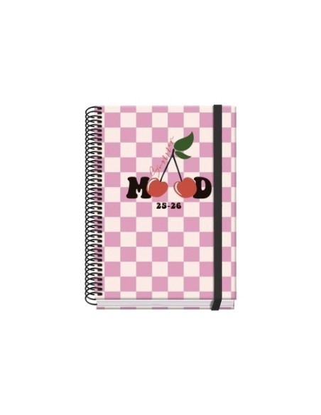 AGENDA ESCOLAR 2025-26 DOHE PRIME CHERRY ESPIRAL tapa EXTRA A5 150x210 SV con GOMA