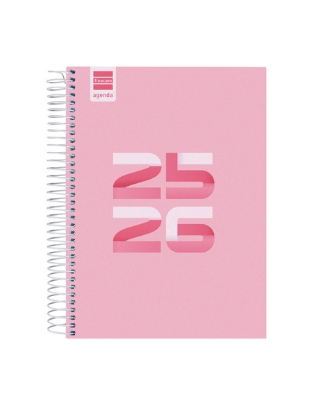 AGENDA ESCOLAR 2025-26 FINOCAM CATALAN COOL ESPIRAL tapa EXTRADURA DP 4 155x212 ROSA