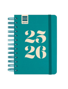 AGENDA ESCOLAR 2025-26 FINOCAM CATALAN COSMO WIRE-O tapa EXTRA DP 8 120x169 con GOMA AQUA