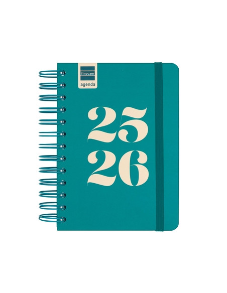 AGENDA ESCOLAR 2025-26 FINOCAM CATALAN COSMO WIRE-O tapa EXTRA DP 8 120x169 con GOMA AQUA
