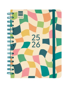 AGENDA ESCOLAR 2025-26 FINOCAM CATALAN COSMO WIRE-O tapa EXTRA SV APAIS 4 155x212 con GOMA KAI