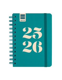 AGENDA ESCOLAR 2025-26 FINOCAM CATALAN COSMO WIRE-O tapa EXTRA SV APAIS 8 120x169 con GOMA AQUA