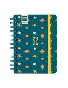 AGENDA ESCOLAR 2025-26 FINOCAM CATALAN COSMO WIRE-O tapa EXTRA SV APAIS 8 120x169 con GOMA STARS