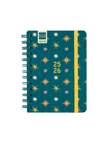 AGENDA ESCOLAR 2025-26 FINOCAM CATALAN COSMO WIRE-O tapa EXTRA SV APAIS 8 120x169 con GOMA STARS