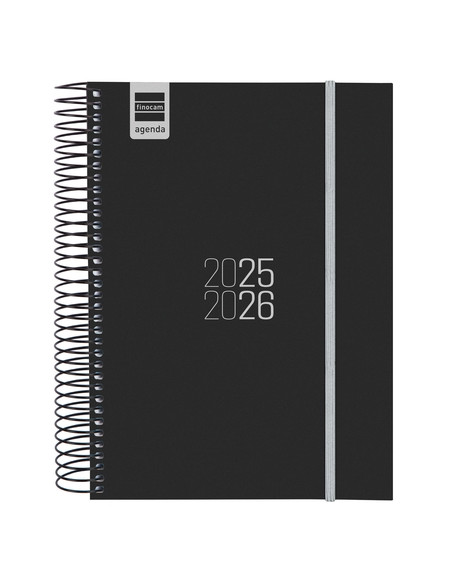 AGENDA ESCOLAR 2025-26 FINOCAM CATALAN ESPIR ESPIRAL tapa PP DP E10 155x212 con GOMA NEGRE