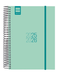 AGENDA ESCOLAR 2025-26 FINOCAM CATALAN ESPIR ESPIRAL tapa PP DP E10 155x212 con GOMA TURQUESA